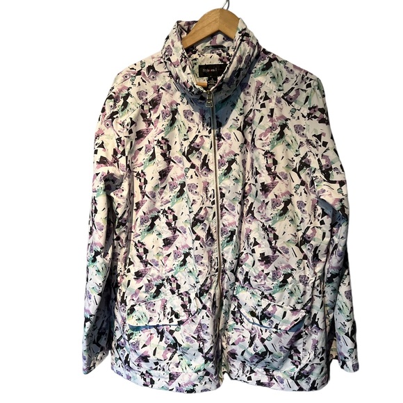 Style & Co purple white pattern windbreaker jacket Large - Picture 1 of 6